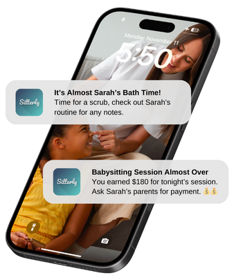 Preview of Sitterly app notifications interface